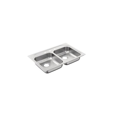 Moen 33"X22" Stainless Steel 20 Gauge Double Bowl Drop In Sink G202173BQ